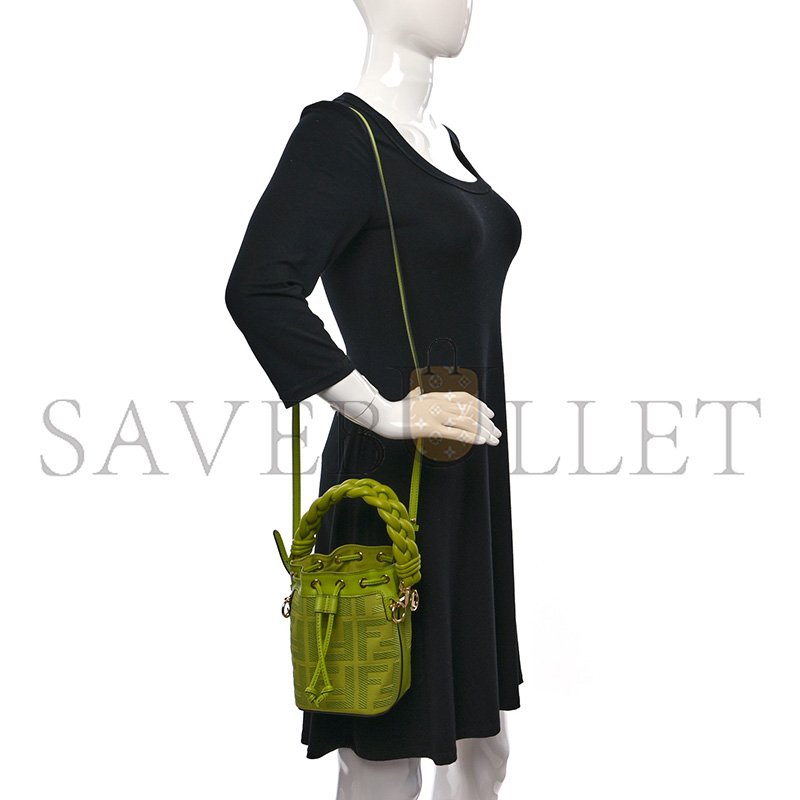 F**di canvas nappa f is F**di ff embroidered mini mon tresor bucket bag wasabi 8bs010akkwf1jcp (18*12*10cm)